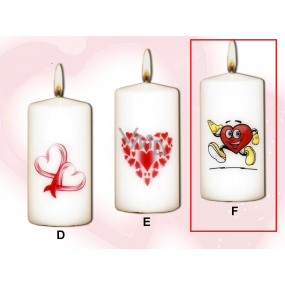 Lima Valentine's candle Running heart candle with decal white cylinder 50 x 100 mm 1 piece