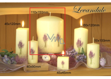 Lima Flower Lavender scented ivory candle with lavender decal cylinder 110 x 150 mm 1 piece