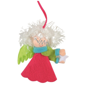 Angel of colorful color - green wings for hanging 10 cm