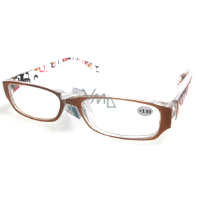 Berkeley Reading glasses +3.5 plastic orange-brown side with rectangles 1 piece MC2084