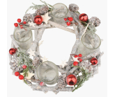 Advent gray wooden wreath from twigs with red flasks 30 cm