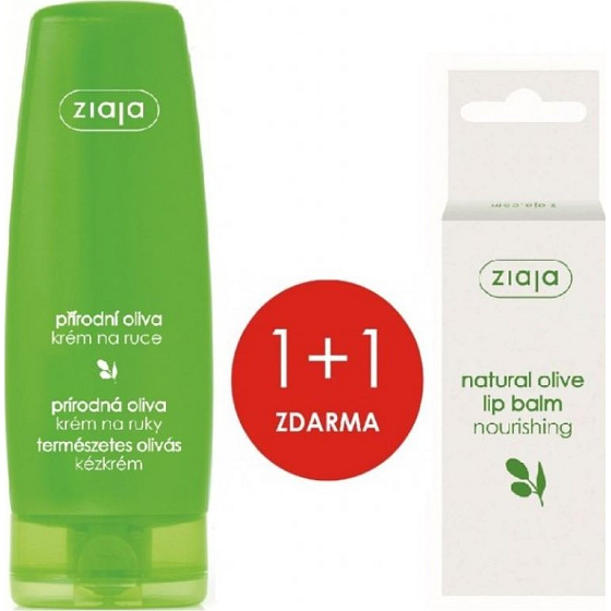 Ziaja Olive hand and nail cream for dry skin 80 ml + Olive lip balm 10 ml, duopack