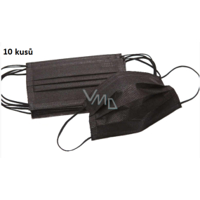 Veil 3-layer protective medical non-woven disposable, low breathing resistance 10 pieces black