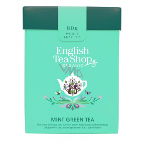 English Tea Shop Organic Green Tea with Mint Loose Leaf 80 g + Wooden Scoop with Clip