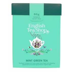 English Tea Shop Bio Green tea with mint loose 80 g + wooden measuring cup with buckle