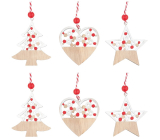 Wooden Christmas ornaments for hanging Red bead 6 cm 6 pieces