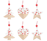 Christmas wooden decorations for hanging Red bead 6 cm 6 pieces