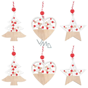 Wooden Christmas ornaments for hanging Red bead 6 cm 6 pieces