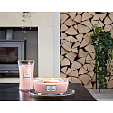 WoodWick Pressed Blooms & Patchouli - Crushed flowers and patchouli scented candle with wooden wick and lid glass boat 453 g