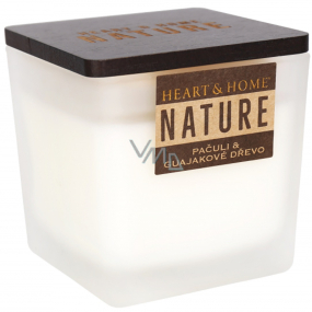 Heart & Home Nature Patchouli & guaiac wood scented candle large glass, burning time up to 40 hours 210 g