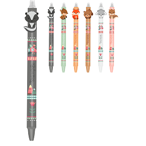 Colorino Rubberized pen Little Foxes black, blue refill 0,5 mm