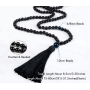108 Mala Obsidian necklace, meditation jewellery, natural stone knotted, elastic, bead 8 mm, rescue stone