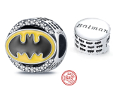 Sterling silver 925 Batman with cubic zirconia, bead for bracelet