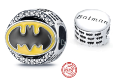 Sterling silver 925 Batman with cubic zirconia, bead for bracelet