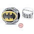 Sterling silver 925 Batman with cubic zirconia, bead for bracelet