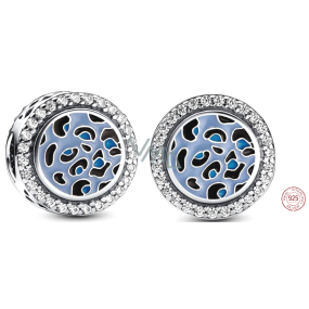 Charm Sterling silver 925 Blue leopard charm, bead on animal bracelet