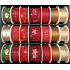 Nekupto Fabric Christmas ribbon Red, red Christmas roses 25 mm x 2,5 m