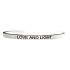 Stainless steel bracelet silver with engraving Love and Light, open cuff, 4 mm