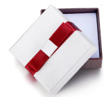 Gift box with jewelry sponge and bow white-red 6 x 6 x 2.4 cm 1 piece