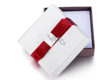Gift box with jewelry sponge and bow white-red 6 x 6 x 2.4 cm 1 piece