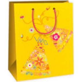 Ditipo Gift paper bag 18 x 10 x 22.7 cm yellow - flowers C