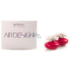 Millefiori Milano Air Design Diffuser Flower Container for Scenting Fragrance Using Porous Top Mini Red 2 Pieces, 80ml, 7 x 6cm