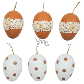 Plastic eggs for hanging 6 cm, 6 pieces in a bag