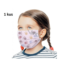 Veil 3 layer protective medical non-woven disposable, low respiratory resistance for children 1 piece pink paw print