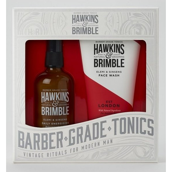 Hawkins & Brimble Men face cleansing gel 150 ml + skin cream 100 ml, cosmetic set for men