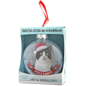 Albi Glass Christmas ornament with animals - Black and white cat 7.5 cm x 8 cm x 3.6 cm