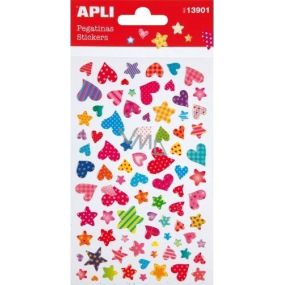 Apli Stickers plastic stickers with heart and star motif with print 1 sheet 13901