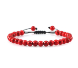 Magnesite / Howlite red bracelet natural stone hand knitted, adjustable ball size 6 mm, cleansing stone