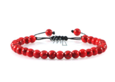 Magnesite / Howlite red bracelet natural stone hand knitted, adjustable ball size 6 mm, cleansing stone