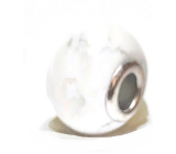 Magnesite / Howlite white pendant round natural stone 14 mm, hole 4,2 mm 1 piece, cleansing stone
