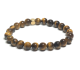 Tiger eye bracelet elastic natural stone, 8 mm / 18 cm, sun and earth stone, brings luck and wealth