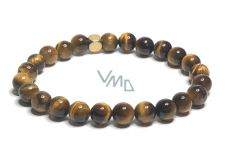 Tiger eye bracelet elastic natural stone, 8 mm / 18 cm, sun and earth stone, brings luck and wealth