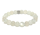 Moonstone grey bracelet elastic natural stone, bead 8 mm / 16-17 cm, stone of destiny