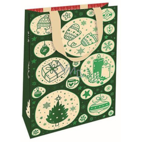 Nekupto Gift paper bag 11 x 17,5 x 8 cm Christmas gifts green
