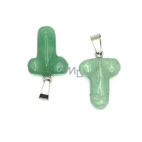 Aventurine Penis for luck, natural stone pendant hand cut approx. 11 x 22 mm, lucky stone