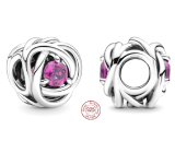Charm Sterling silver 925 Infinite circle of eternity October pink, bead for bracelet