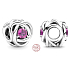 Charm Sterling silver 925 Infinite circle of eternity October pink, bead for bracelet