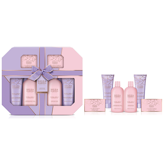 Baylis & Harding Jojoba and Vanilla shower gel 300 ml + bath milk 300 ml + solid soap 150 g + shower cream 130 ml + body lotion 130 ml + bath crystals 100 g, cosmetic set for women
