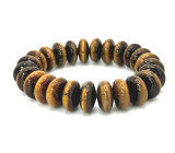 Tiger's eye yellow bracelet elastic natural stone, 14 mm / 16-17 cm, stone of the sun and earth, brings luck and wealth