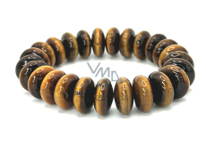 Tiger's eye yellow bracelet elastic natural stone, 14 mm / 16-17 cm, stone of the sun and earth, brings luck and wealth