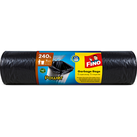 Fino trash bags, 240 l, 45µm, 8 pcs