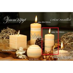 Lima Winter glitter Vanilla scented candle cylinder 50 x 100 mm 1 piece