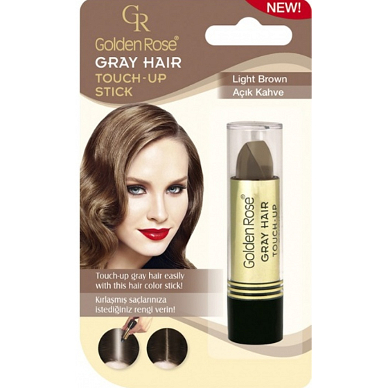 Golden Rose Gray Hair Touch-Up Stick Coloring Concealer for Hair and Gray Hair 06 Light Brown 5.2 g