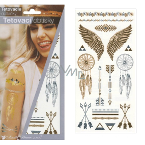 Tattoo decals gold and silver Wings 21 x 10.5 cm