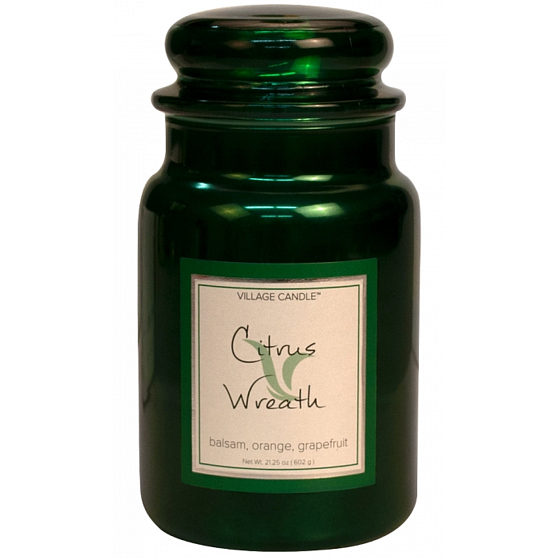 Village Candle Citrus Wreath - Citrus Wreath scented candle in glass 2 wicks 602 g