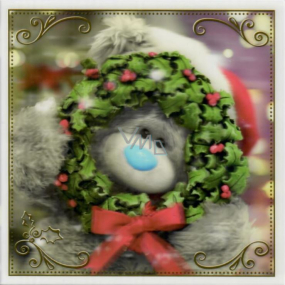 Me to You Envelope Greeting Card 3D Christmas Card, Christmas Bear with Wreath 15.5 x 15.5 cm